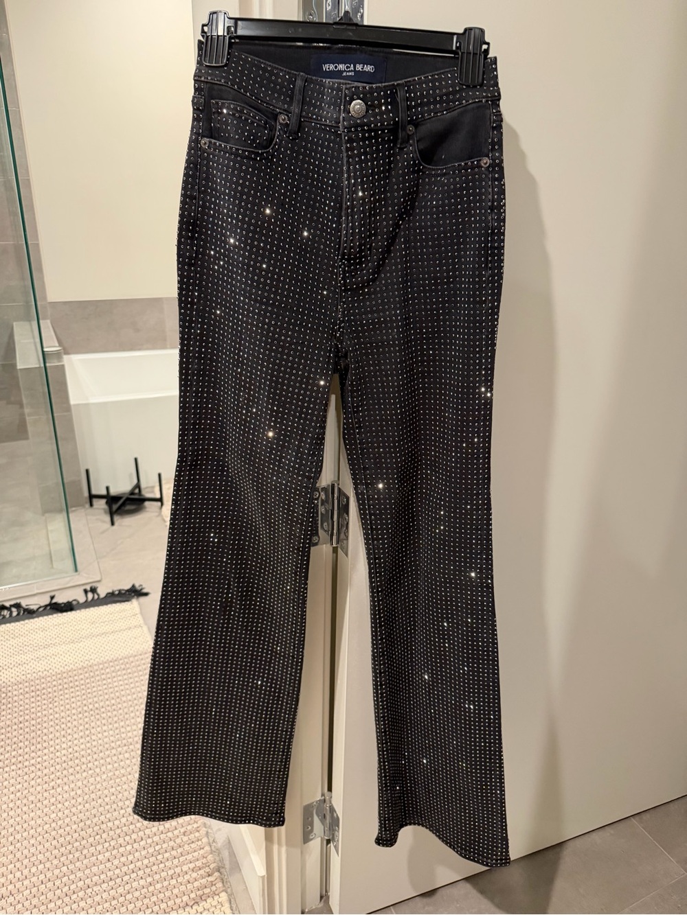 Like new! Veronica Beard Black Rhinestone Wide-Leg Jeans